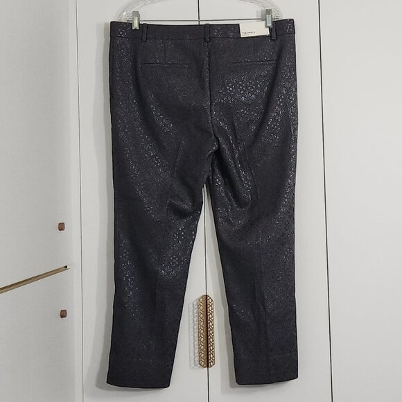 NWT Ann Taylor Pants The Ankle in Devin Fit Slim Size 14 Gray Metallic - Picture 2 of 5